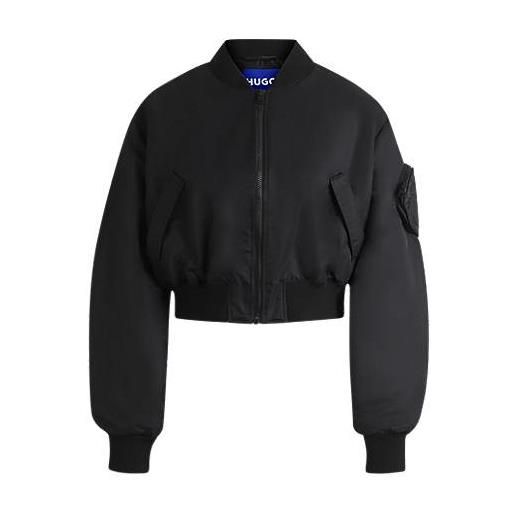HUGO bomber idrorepellente con tasca happy HUGO applicata, nero