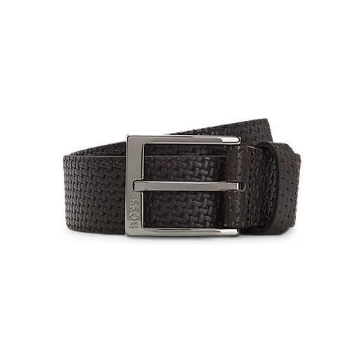 BOSS cintura in pelle con effetto intrecciato, marrone scuro