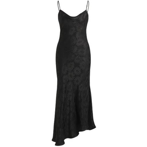 HUGO vestito jacquard floreale con orlo asimmetrico, nero a motivi