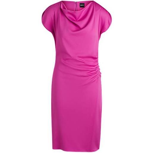 BOSS vestito con scollatura drappeggiata e arricciatura, rosa