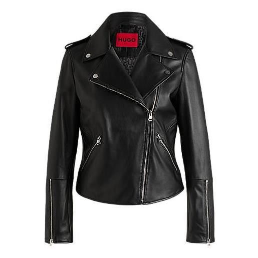 HUGO giubbotto biker asimmetrico in pelle, nero