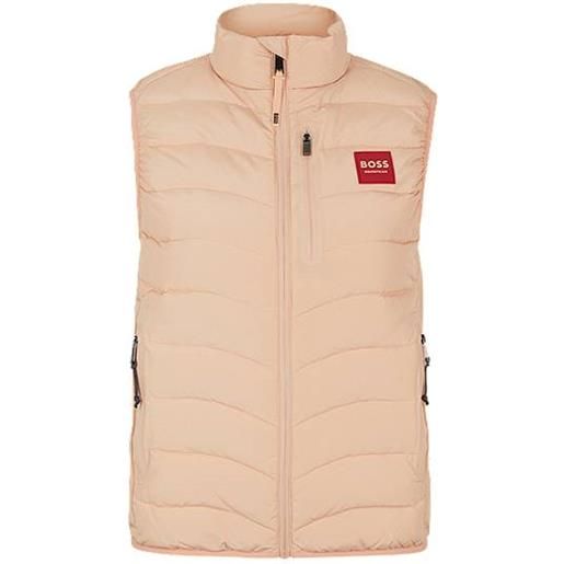 BOSS gilet imbottito da equitazione con toppa con logo in silicone, arancio chiaro