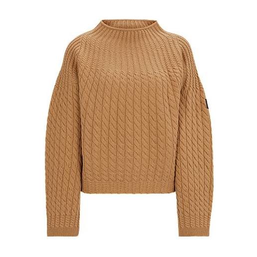 BOSS maglione corto da equitazione in lana e cashmere, marrone