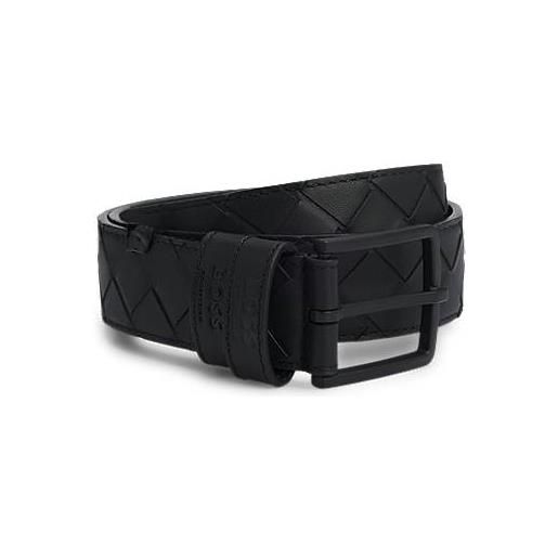 BOSS cintura da equitazione in pelle intrecciata, nero