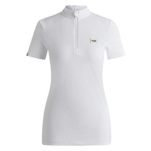 BOSS camicia da sfilata equestre in tessuto elasticizzato a coste, bianco