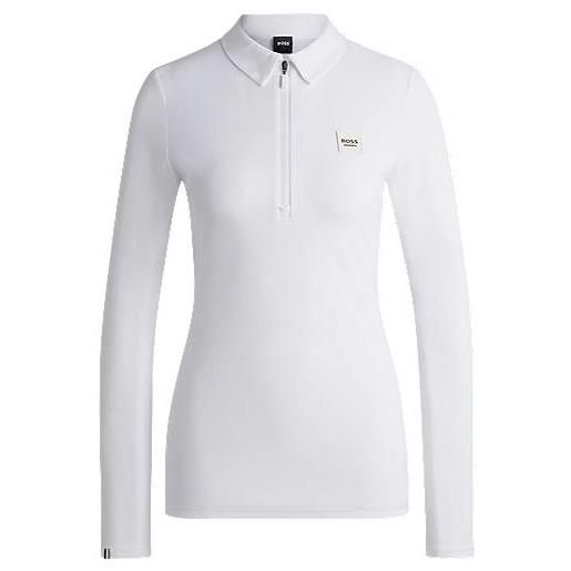 BOSS camicia da equitazione per l'allenamento in piqué elasticizzato, bianco