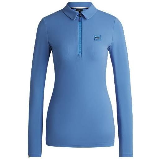 BOSS camicia da equitazione per l'allenamento in piqué elasticizzato, blu