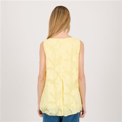 Nina Leonard top smanicato con spacco al centro in chiffon