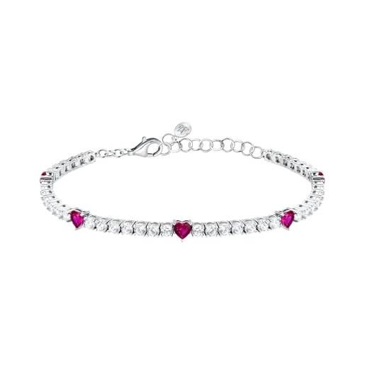 Morellato bracciale donna in argento 925‰ riciclato, tennis, cuore, collezione tesori, regalo fidanzata