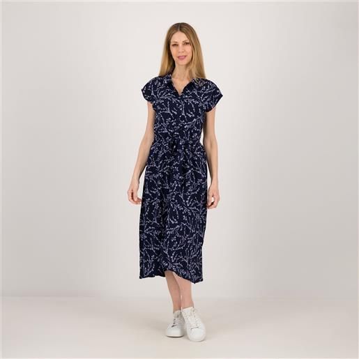 Nina Leonard abito midi ad a fantasia con manica corta e cintura