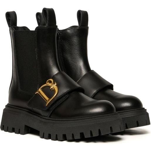 DSQUARED2 KIDS stivali con logo inciso - nero