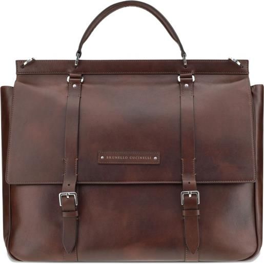 Brunello Cucinelli borsa da viaggio in pelle - marrone