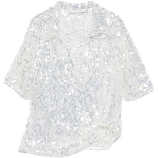Christopher Esber polo opaline con paillettes - argento