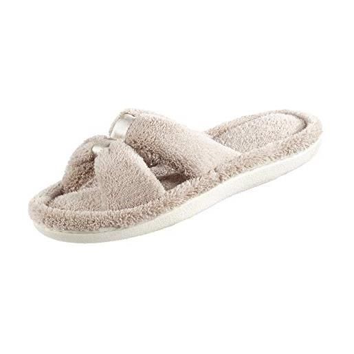 Isotoner pantofola da donna signature x-slide, bordo in raso con memory foam