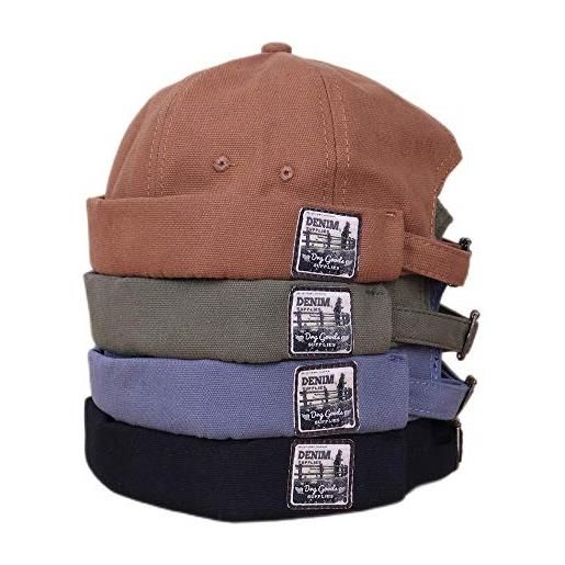 4UFIT cappello docker leon senza visiera arrotolato con polsino arrotolato harbour senza visiera skull docker beanie cap per uomini e donne, nero/blu/verde/caffè, taglia unica