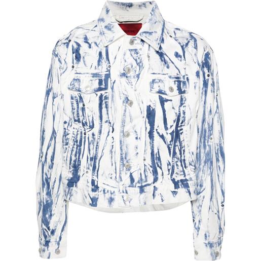 KUSIKOHC giacca denim con effetto schiarito - bianco