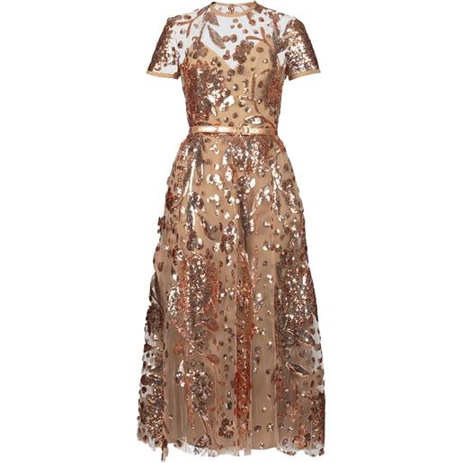 Elie Saab abito midi in tulle con ricamo - toni neutri