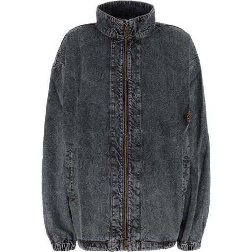 Y/Project giacca denim con scollo a imbuto - grigio