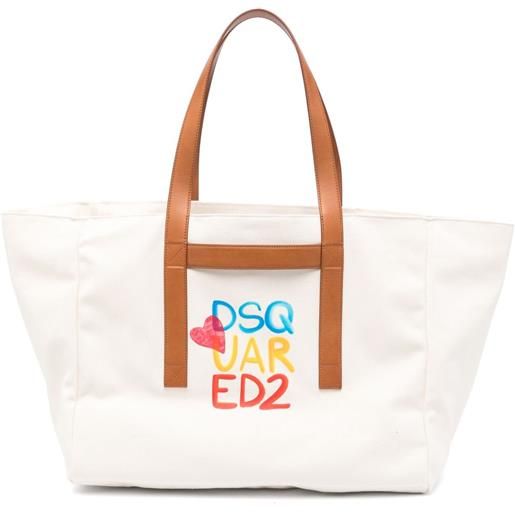 DSQUARED2 borsa tote con stampa - toni neutri