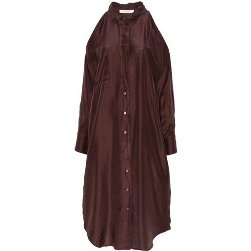 Tela abito midi in seta - marrone