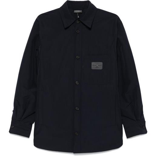 Emporio Armani logo-patch shirt jacket - blu