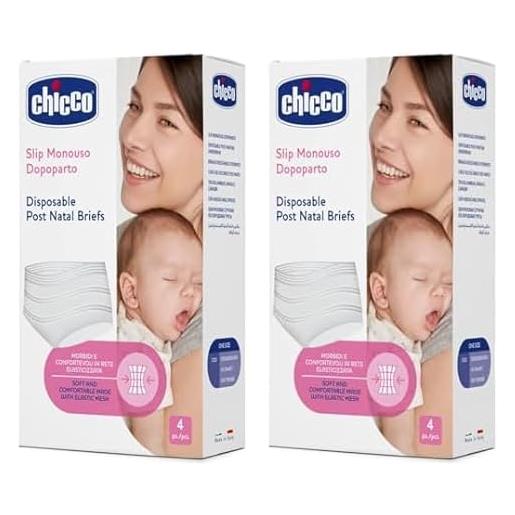 Chicco slip monouso dopo parto in rete elasticizzata, mutandine assorbenti post parto, assorbenza rapida, biancheria morbida indicata in caso di punti di sutura, taglia unica, confezione da 8 pz