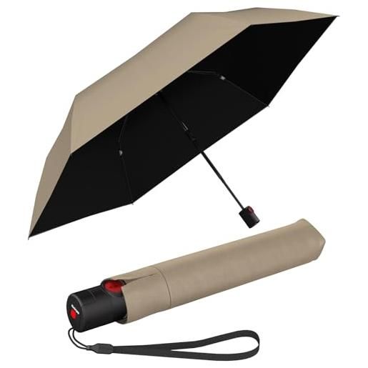 Knirps ombrello tascabile ultra u. 200 medium duomatic - on to automatico - antitempesta - antivento, beige con rivestimento nero, protezione dai raggi uv e dal calore, 95 cm