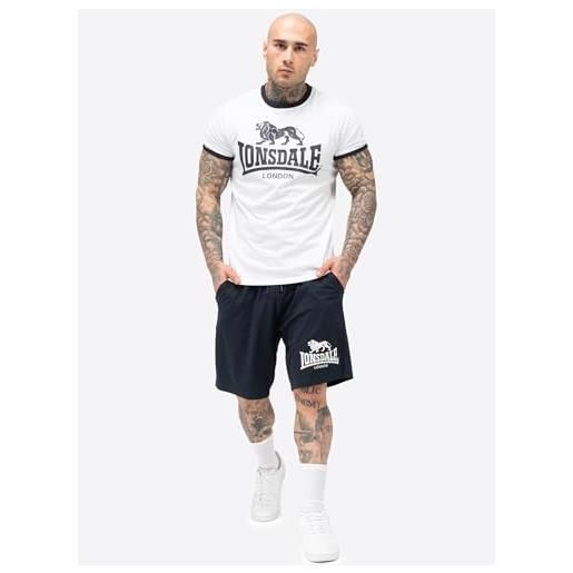 Lonsdale completo t-shirt e pantaloncini da uomo regular fit maist, bianco/blu navy scuro, taglia l