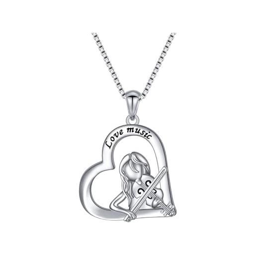 Collana Con Ciondolo Chiave Di Violino E Note Musicali In Argento - Uomo/Donna