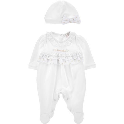 Monnalisa tutina cotone sangallo con cuffietta