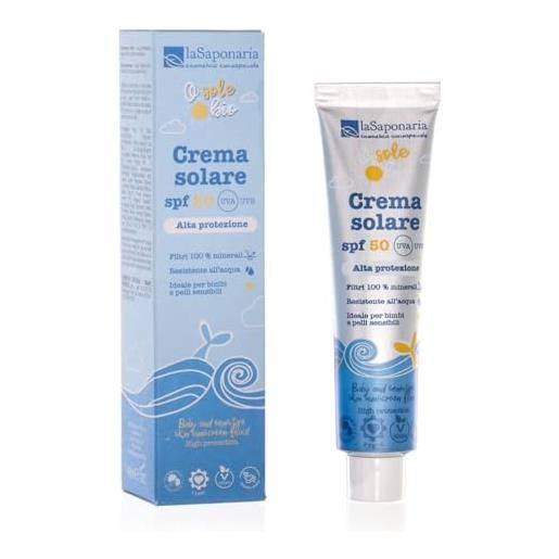 LASAPONARIA la saponaria | crema solare spf 50, bio protezione alta per bimbi e pelli sensibili, formato travel size 40ml