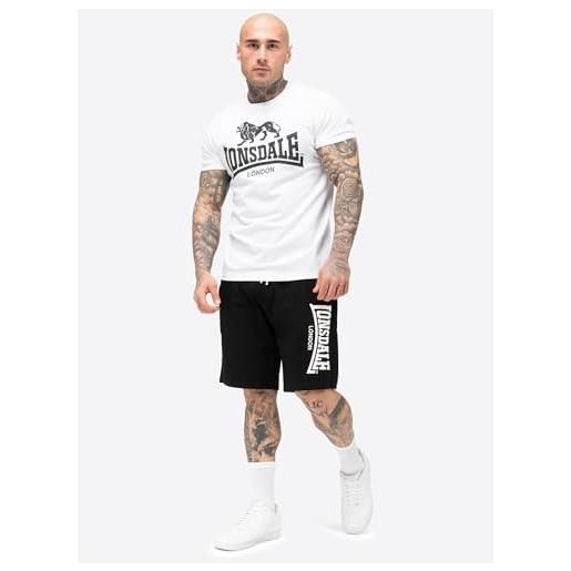 Lonsdale completo t-shirt e pantaloncini da uomo regular fit mair, bianco/nero, taglia xxl