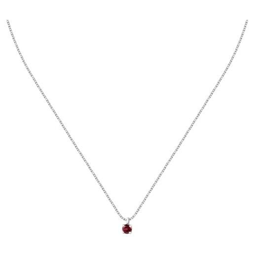Morellato collana donna in argento 925% riciclato, zircone rosso, collezione tesori - saiw174