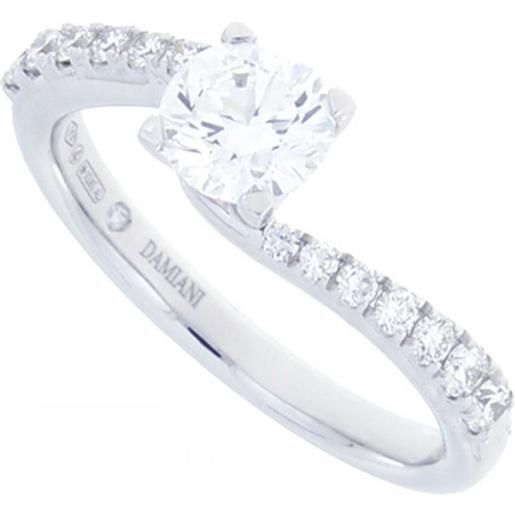 Damiani anello solitario promessa in oro bianco e full pavè diamante 0,51 ct. F vs2
