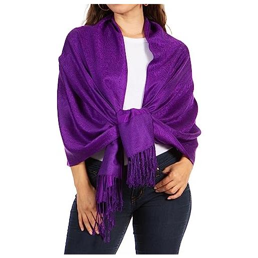 Sakkas 70 x 28 paisley self-design scialle/wrap/stole - dark. Purple