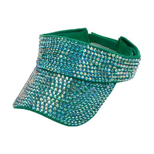 Generico cappelli sportivi con strass bling cappellini estivi regolabili cappellini con visiera unisex giacca (green, one size)