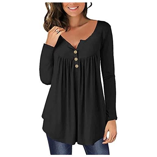 Ranphee magliette donna manica lunga elegante cotone tunica nera t shirt autunno abbigliamento tshirt camicia