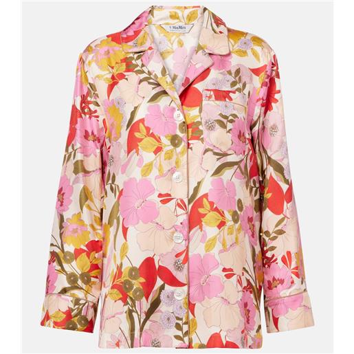 'S Max Mara camicia alan in raso di seta con stampa floreale