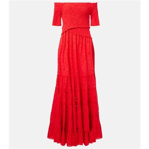 Poupette St Barth abito lungo soledad in cotone con stampa floreale