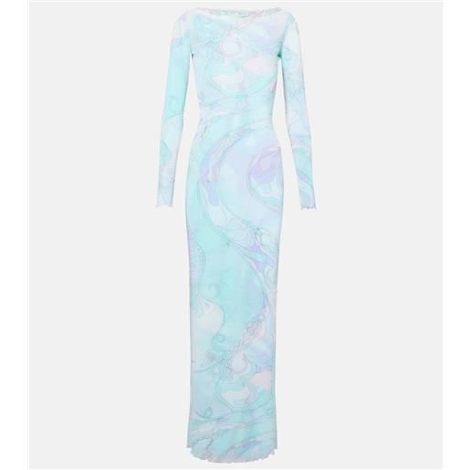 Pucci abito lungo orchidee in tulle