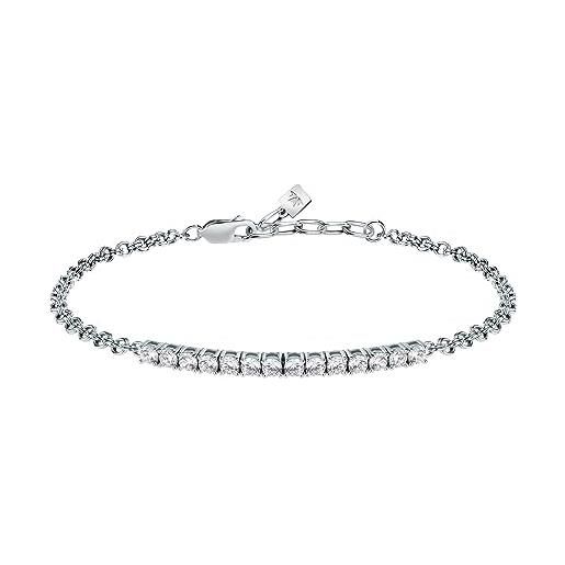 Morellato bracciale uomo in argento 925‰, zirconi bianchi, collezione tennis - satt17