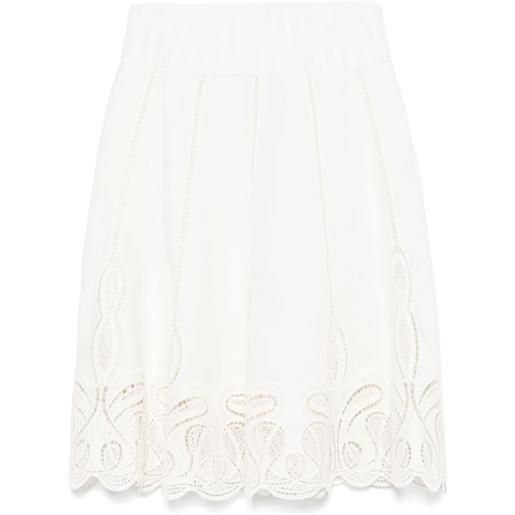 Simkhai gonna midi con ricamo - bianco