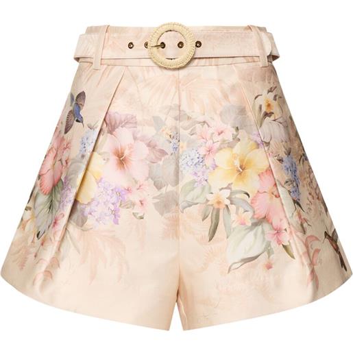 ZIMMERMANN shorts illuminate in seta e cotone con pince