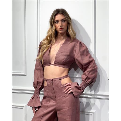 SILENCE LIMITED crop top in 100% lino - aisha - SILENCE LIMITED