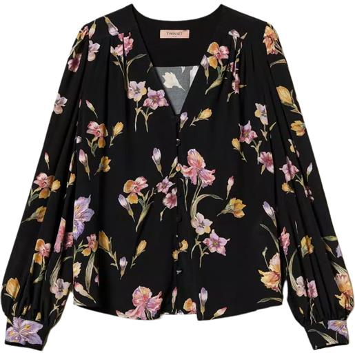 TWINSET camicia in crêpe de chine a fiori