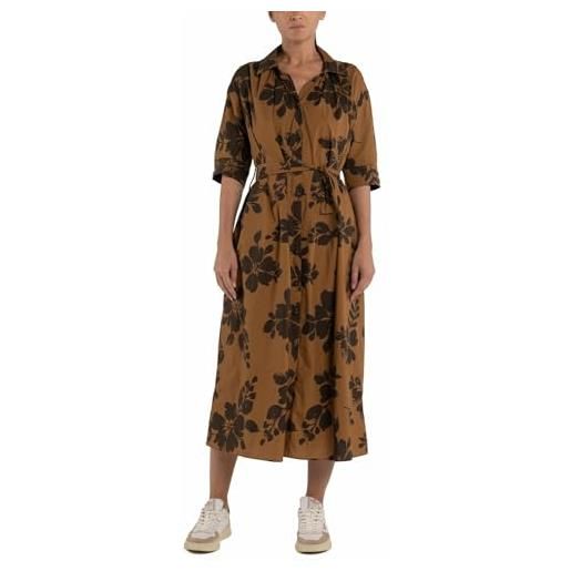 Replay abito in cotone da donna, multicolore (mattone/marrone 010), xs