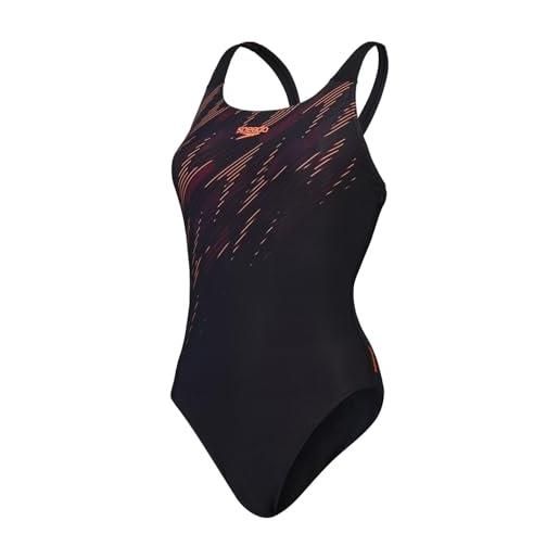 Speedo costume da bagno muscleback hyperboom placement | asciugatura rapida | allenamento | fitness | resistenza al cloro costume da bagno per donna, nero/rosso sirena/plum dandy, 32
