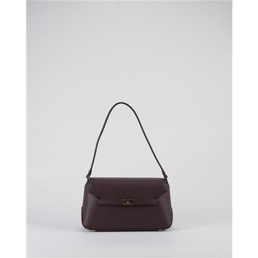 ELISABETTA FRANCHI borsa cacao a spalla con placca logo