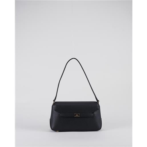 ELISABETTA FRANCHI borsa nero a spalla con placca logo