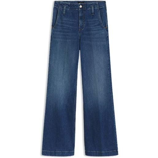 BOSS jeans in denim elasticizzato italiano blu dalla linea aderente e svasata, blu scuro